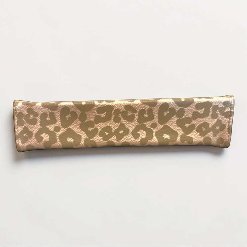 NWT Hollis Leather Leopard Print Accessory Pouch Zippered 10”x7.5” Travel Bag - Picture 8 of 15